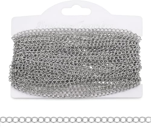 Exircy 33 Füße Edelstahl DIY Link Kette Halsketten, Silber Edelstahl Schmuckkette 3mm Panzerketten Spulenkette Kette Für Schmuckherstellung DIY Schmuck, Nicht Leicht Zu Verblassen