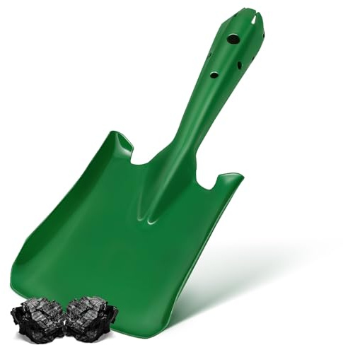 SHINEOFI Pelle à Cendres Ménagère en Fer Verte, Petite Pelle à Charbon Compacte, Outil Portatif pour Foyer et Barbecue, Nettoyage Facile des Cendres pour Poêles, Cheminées et Braseros
