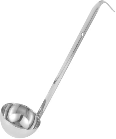 SHERCHPRY Cucharón de Acero Inoxidable Espesado con Gancho para Colgar, Cucharón Medidor de 4 Onzas con Escala, Utensilio de Cocina Versátil para Salsas, Sopas y Repostería, Control Preciso
