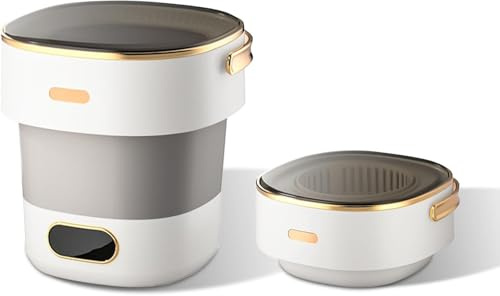 ghfdaz Mini Lavatrice 13L con Centrifuga, Lavatrice Portatile con Centrifuga per Casa, Hotel, Campeggio e Biancheria Intima,Grayish White