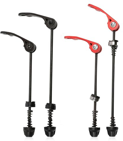 DYHNQE 4 Stück Schnellspanner Fahrrad, Fahrrad Schnellspanner für Vorderrad und Hinterrad Robuste Schnellspannset Vorderrad Hinterrad Flex für Rennrad Mountainbike (Schwarz, Rot)