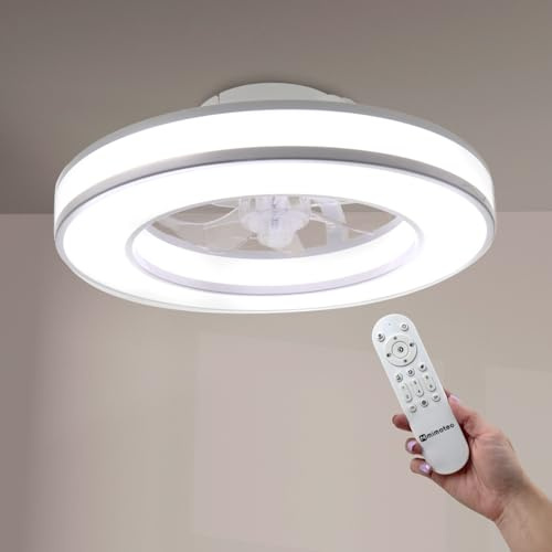 M mimotec - Ventilador de Techo LED Venecia 36W CCT, Motor DC Silencioso, 3600 lm, 6 Velocidades, Control Remoto, Función Verano/Invierno, Temporizador, Luz Regulable 3CCT.