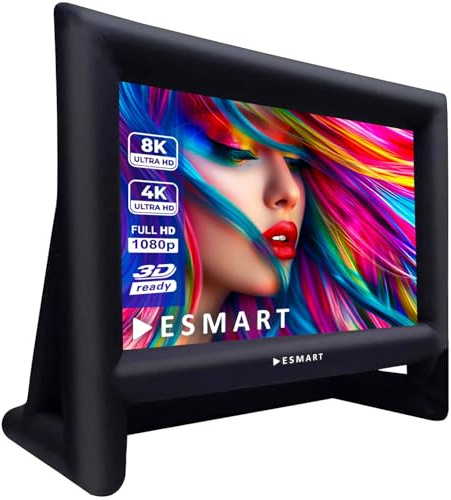 ESMART Public AIR 18 Aufblasbare Outdoor Leinwand 372 x 183 cm (160) 16:9 Beamer & Kino Leinwand mit Luftgebläse & Tragetasche | Front- & Rückprojektion | schneller Aufbau | Gartenkino & Events
