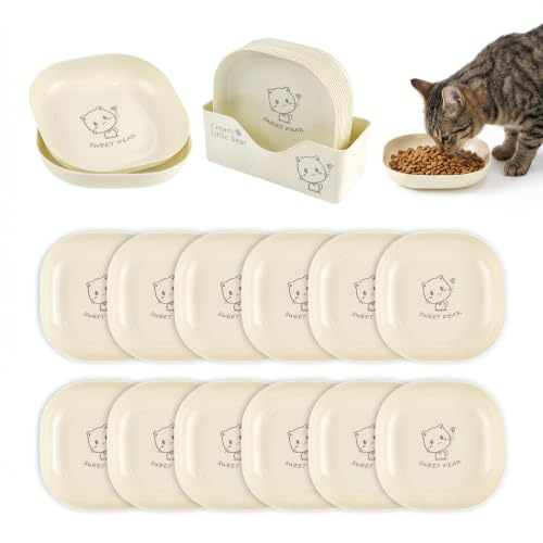 Yoreva 12 Stück Katzennapf,Fressnapf Katze,Katzenschüssel,Katzennapf Flach | Futternapf Katze, Futterschüssel Katzen, Napf Katze, Katzenfutter Napf, Cat Bowl für Kat-Zen Und Kleine Hunde
