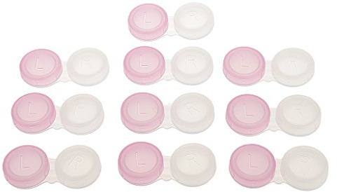 Gazechimp 10 Stück Mini Kontaktlinsenbehälter, Transparent/Nicht-Transparent Auswählbar - Rosa, Transparent, Einheitsgröße