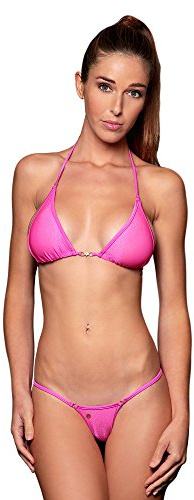 my sexy bikini – string triangelbikini mini svart vit – palm strand lycra, Fuchsia Tyll, S