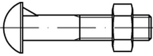 DIN 607 Halbrundschraube M10x30 Stahl 4.6 blank m. Nase u. Mutter 200 Stk