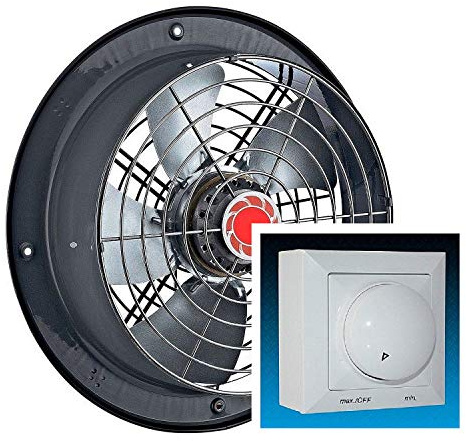200mm industriale - Ventilatore a Parete con 300 Watt Regolatore di velocità, o Ventola bagno cucina metallo aspirazione aria motore