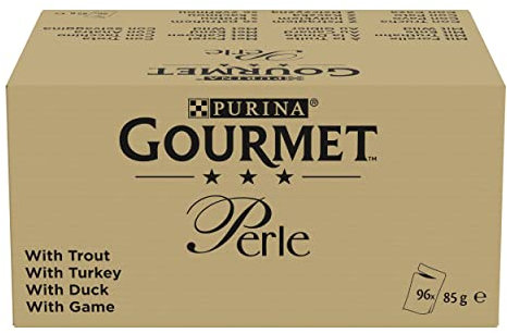Gourmet Perle Erlesene Streifen in Gelee, Katzenfutter nass, Sorten-Mix, 96er Pack (12 x 8 Beutel à 85g)