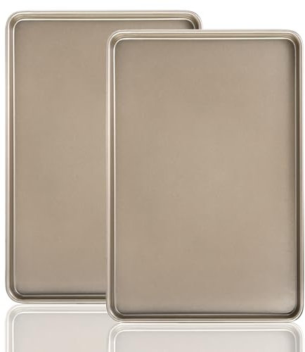 Nicunom Set of 2 Sheet Baking Tray, 44.5 x 30cm Baking Sheet, Nonstick Baking Sheet Pans Bakeware Toaster Oven Baking Trays Set, Perfect Cookie Sheet for Baking and Roasting, Commercial Or Home Use