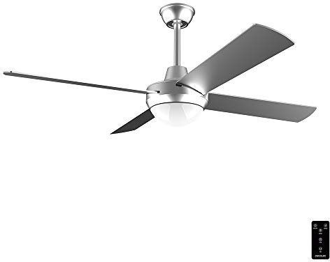 Cecotec Ventilador de Techo con Mando a Distancia, Temporizador y Luz LED EnergySilence Aero 570. 60 W, 132 cm de Diámetro, 4 Aspas, 3 Velocidades, Función invierno, Diseño en Acero