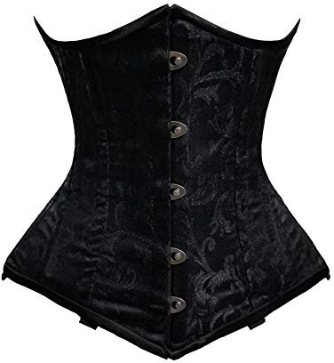 luvsecretlingerie Damen Taillentraining Schwerlast Doppelt Stahl Knochen Unterbrust Korsett Steampunk Gothic Brokat Corsage #8801-BRO