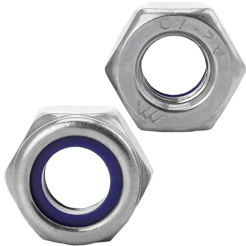 FASTON® Sechskantmuttern M10 niedr. Form selbstsichernd Polyamidklemmteil DIN 985 Edelstahl A2 V2A (25 Stück) Klemmmuttern Sicherungsmuttern Stoppmuttern Sechskant für Gewindeschrauben ISO 7040