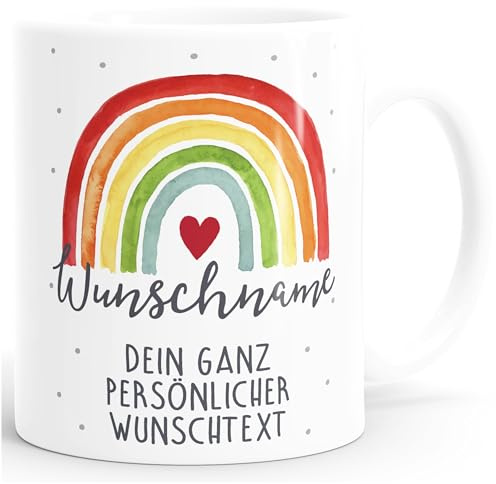SpecialMe® Kaffee-Tasse Regenbogen personalisiert mit Name und Wunschtext dein eigener Text personalisierbare Geschenke Weiss standard