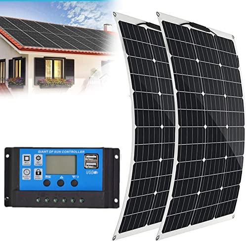 BEIJIAYI Kit De Panneaux Solaires 1000w 2pcs 500w, Système De Panneau Solaire Flexible Hors Réseau Module Monocristallin Photovoltaïque 18v, avec Deux Ports USB