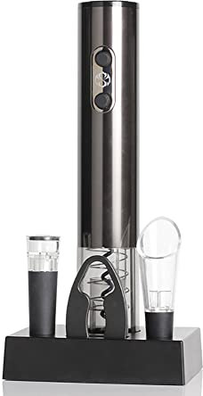 SPELAX Tire-Bouchon électrique, Tire-Bouchon électrique, Tire-Bouchon Rechargeable en Acier Inoxydable, Coupe-Capsule et Base de Charge, Tire-Bouchon à vin, Maison, Restaurant, fête et comme Cadeau