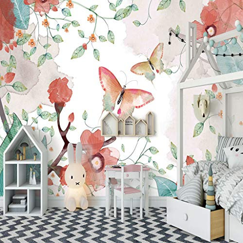 ZAPVI Vlies Fototapete Blumen & Schmetterlinge Größe:W400CMxH280CM Tapete, Dekoration, Wandtapete, Wandbild, Wandbelag, Designtapete