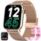 Smartwatch Damen mit Telefonfunktion, 1,8 Zoll HD Touchscreen Armbanduhr Pulsuhr mit 123 Sportmodi SpO2 Schlafmonitor IP68, Menstruationszyklus Fitnessuhr Schrittzähler Kalorien Android iOS (Gold)