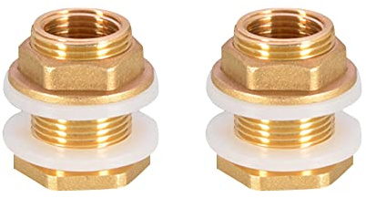 Solid Brass 2PCS 3/4 Inch Female 1/2 Inch Male Theaded Water Tank Connector for Fitting Accessories Water Hose Inlet and Outlet Drain