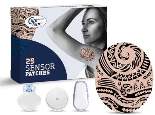 CureTape Patches ART - Sensor fixierpflaster - Pflaster für Freestyle Libre, Dexcom und Medtronic Guardian Sensoren - TÜV-Zertifikat - Einzigartige Varianten - 20 Stück(e) (Tattoo)