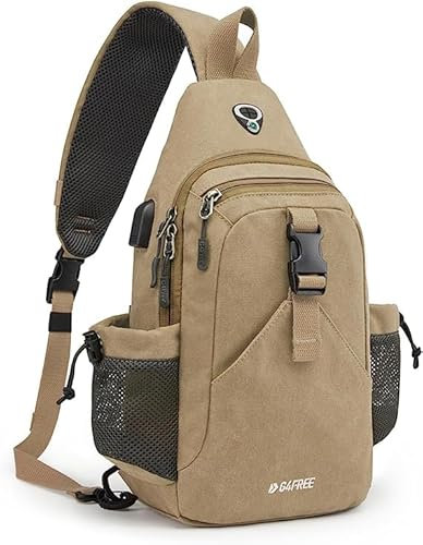 G4Free Canvas Brusttasche Schultertasche Sling Bag Herren Damen für Reise Wandern Laufen Klettern