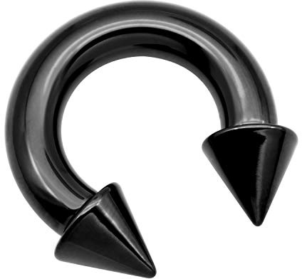 FECTAS PA Ring Innengewinde Spike Rundhanteln Hufeisen Prince Albert Piercing Schmuck 2G-4G-6G-8G-10G-12G 12mm/16mm Chirurgenstahl Piercing Körperschmuck Schwarz Silber
