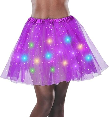 EKKONG Falda de tutú para Mujer y niña,Falda De Tutú con Luz Led para Mujer,Luminosa Fiesta De Navidad Sstage Performance Tul Ballet para Niños Y Adulto