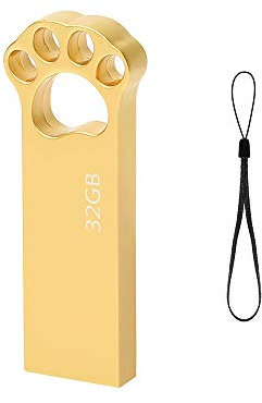 Pendrive 32GB, Linda Forma de Garra de Gato Memoria USB 32 GB Mini Pen Drive USB 2.0 Memoria Flash 32GB para Computadoras, Tabletas Almacenamiento de Datos Externo (Oro)