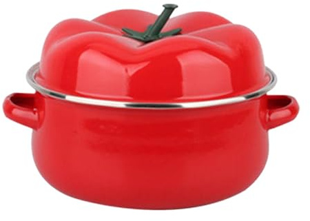 Dualoai Pentola a Forma di Pomodoro con Coperchio Pentola per Zuppa Facile Da Pulire per Tagliatelle di Cereali Alimentari