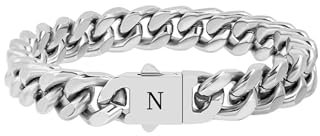 HAYOUWAY Armband Herren Silber mit Buchstaben Edelstahl Armband Damen Panzerkette Armbänder für Herren mit Gravur A-Z Personalisierte Vatertag Geschenke für Papa Männer Freund Geburtstag