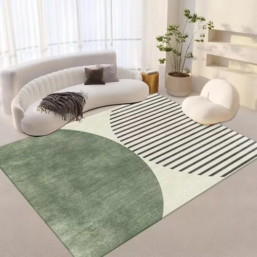 Deko Boden,Rutschfester waschbarer grün-Creme-schwarzer Teppich im minimalistischen Design,küchen bodenmatten kinderteppich,80x160cm