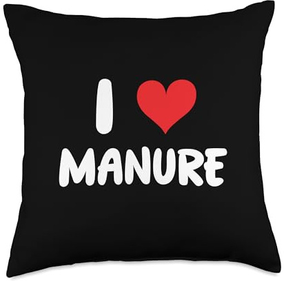I Love Manure - Heart - Cow Cattle Farm Farmer Farming Throw Pillow