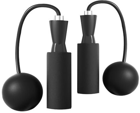 Beschwertes Springseil ohne Seil, ohne Schnur, Speed-Seil, schnurlos, für Fitness, Workout, überall, Seilloses Bod-Seil für Training, Strand, Bodybuild, großer Ball, Schwarz
