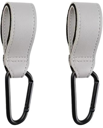 NUZAMAS 2 Stück Kinderwagen-Hakenclips Buggy-Clips Träger-Kinderwagenhaken Kinderwagenhaken Kinderwagenclips Kinderwagenhaken für Taschen Haken für Wickeltasche Mommy-Bag Kinderwagenzubehör Weiß