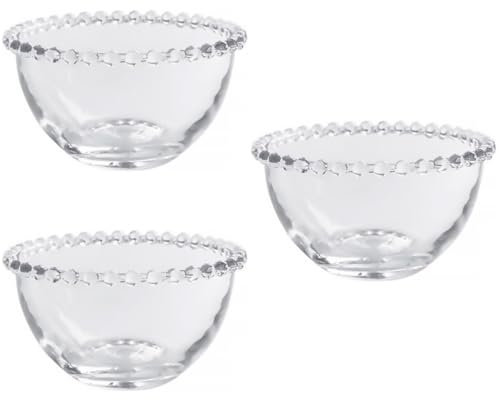 SHOWERORO Lot De 3 Bols En Verre Pour Salade De Fruits Dessert Service Alimentaire Bol À Dessert Récipient De Rangement Élégant