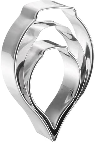 sourcing map 3pcs Calla Lily Cookie Cutter Set Assorted Sizes Stainless Steel Veining Flower Sugar Paste Petal Cutters Mould for Pastry Fondant Cake Cookie
