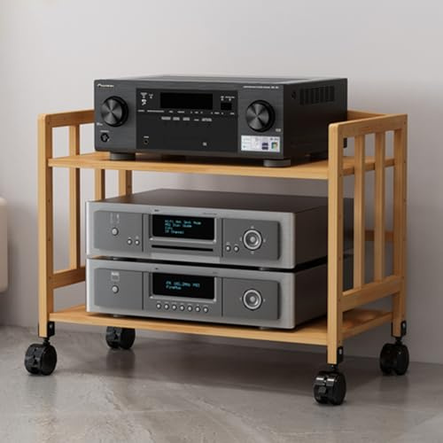 ZIGTUEI Mobile HiFi con Ruote, Mobile Stereo, Scaffalature Audio-Video, Mobile Stereo HiFi, Torre per Componenti Stereo, for Giradischi/Altoparlanti/amplificatori(53x50x38cm/20.9x19.7x15in)