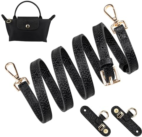SOPROM Schultergurt für Longchamp Tasche Damen,Schultergurt für Taschen Leder Longchamp,Longchamp Replacement Strap kit(Breite: 11 mm, Farbe: Schwarz&Gold)