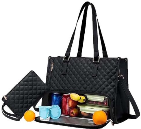 LUCKKY Lunch Tote Bag for Women, 2 -in -1 -Tasche -Lunchbeutel -Kombination, Lunchtasche für Frauen, Laptop-Tasche mit isoliertem Lunchfach, Große Tragetasche mit Lunch-Fach für Arbeit, Uni, Büro