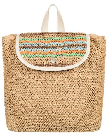 Roxy Zaino da donna in paglia intrecciata | Viaggi | Vacanze | Materiali leggeri | Ecologico, Perla di cocco - Mare naturale, taglia unica