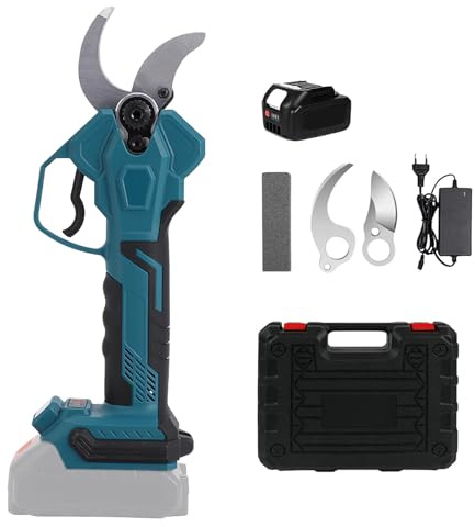 Troncarami elettrico senza fili professionale Ø 10 – 40 mm con batteria da 15.000 mAh e display LCD – Attrezzo da giardino ideale per tagliare alberi da frutto, cura arbusti e lavori legnosi (1