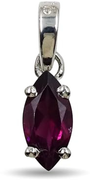 HIMALYA QUARTZ Colgante de granate rodolita con piedra natal, plata de ley 925, colgante de gema para ella, collar con dije de marquesa de 5 x 10 mm para mujer