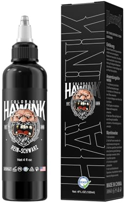 HAWINK Tattoo Farbe Black 4oz (120ml) Flaschen Rein Schwarz Tinten Professionell Tattoo Zubehör Ink TI203DE-120-001