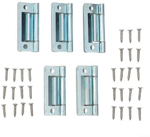 Niceminiwall Cerniera a incasso parziale a manovella, 50 mm, con manovella da 5/8, per camera da letto, armadio, cucina, porte interne, zincata brillante (5 pezzi)