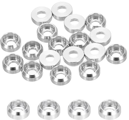 sourcing map Arandelas avellanadas de copa cónica M2, diámetro del agujero de 2 mm, juntas de aluminio para tornillo RC/FPV/PC/Drone/accesorios mecánicos, piezas de modelo, paquete de 20 (tono