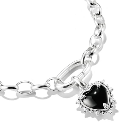 THOMAS SABO Charm-Anhänger Vintage-Herz schwarz Connect Silber Recyceltes 925 Silber, Geschw.