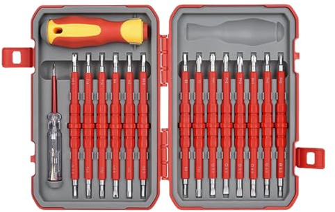 Set completo di 29 cacciaviti da elettricista con punte intercambiabili per la riparazione di casa e ufficio