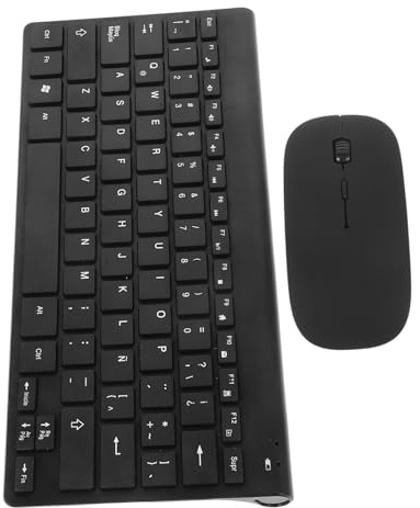 Angoily Teclado Inalámbrico Distribución Latina Española para Ordenador Diseño Minimalista en Resina y Ratón Confiable Adecuado para Trabajo Diario