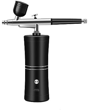Spruzzatore, Pistola a spruzzo elettrica con iniettore di ossigeno e kit compressore for aerografo, for nail art, tatuaggi, artigianato, torte, nebulizzatore for nebbia(Nero)