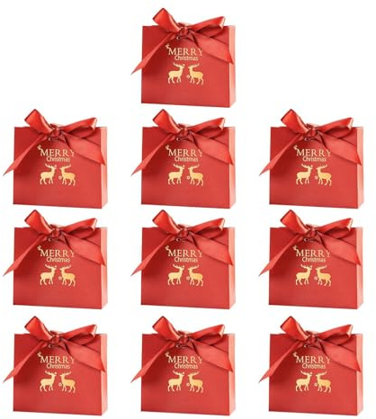 Sacchetti regalo – Sacchetti di carta natalizi con manici, per bambini, sacco da imballaggio, contenitore riutilizzabile con coulisse, comodo contenitore per caramelle, accessorio di